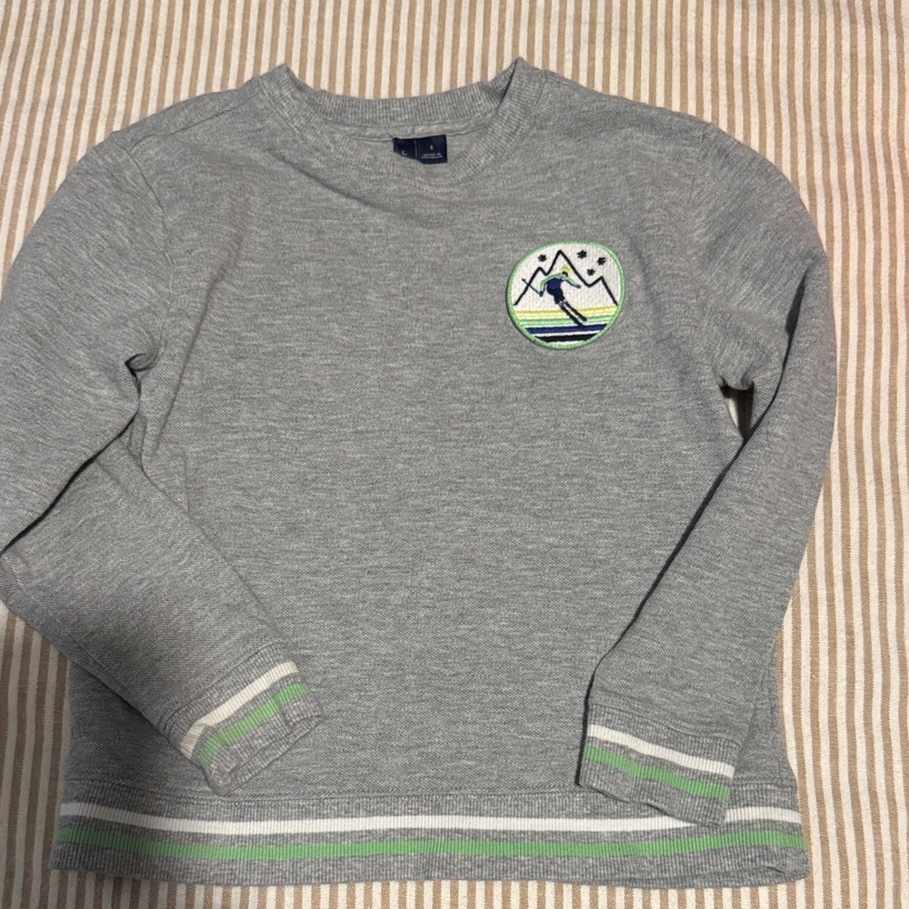 Janie and Jack Gray Sweatshirt with Embroidered Patch